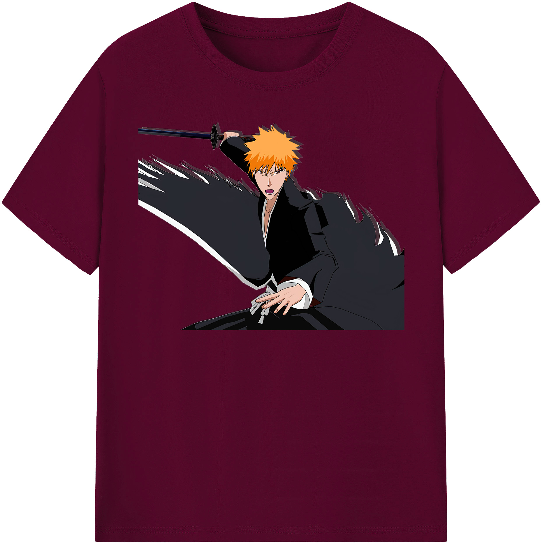 （画像用） ブリーチ 黒崎一護（くろさき いちご）BLEACH Kurosaki Ichigo レディースカジュアルプリントTシャツ（綿100％）